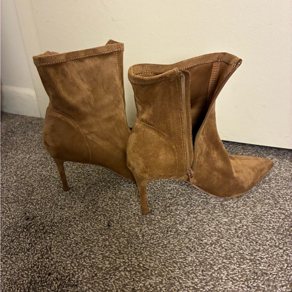 JustFab Brown Suede Heeled Boots